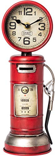 Spirit Motors Spardose Tanksäule Retro mit Uhr - Stahlblech - 29,8x10,6x9,8cm