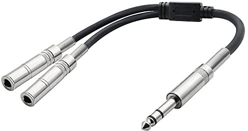 TRS Stereo Splitter Y Cavo 6,35 mm 1/4 Maschio Spina a Doppio Femmina Jack - Cavo Altoparlante Audio (38 cm)