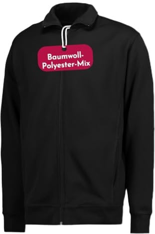 Clinotest Sweatjacke ohne Kapuze Herren & Damen - 60% Baumwolle & 40% Polyester mit Stehkragen, Reißverschluss, Langarm - Atmungsaktive Sweatshirtjacke - Bequeme Sweat Jacke für Freizeit und Sport