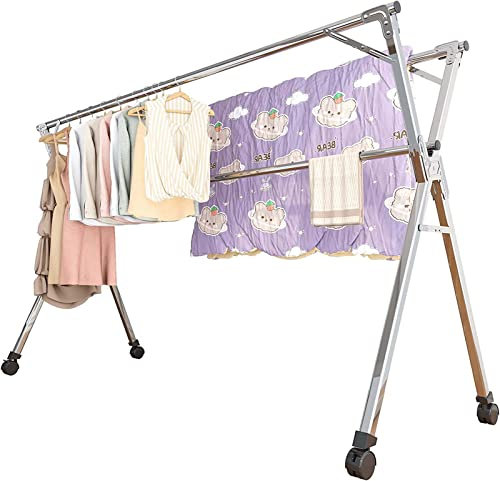 FOGUO Etendoir a Linge Pliable Exterieur, Etendage Linge Interieur Pliable, Sechoir a Linge Suspendu, Étendoir Pliable en Acier Inoxydable, pour Chaussettes, Draps (150cm/59in)