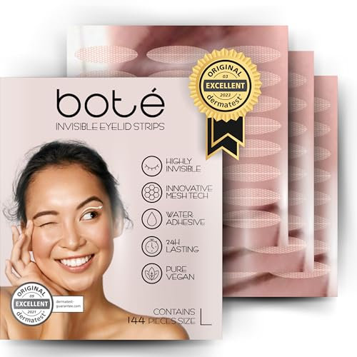 BOTÉ 144 Schlupflider Stripes zur Lidstraffung ohne OP (Größe L) - Dermatest sehr gut - atmungsaktive Mash Technologie - Augenlid Stripes unsichtbar