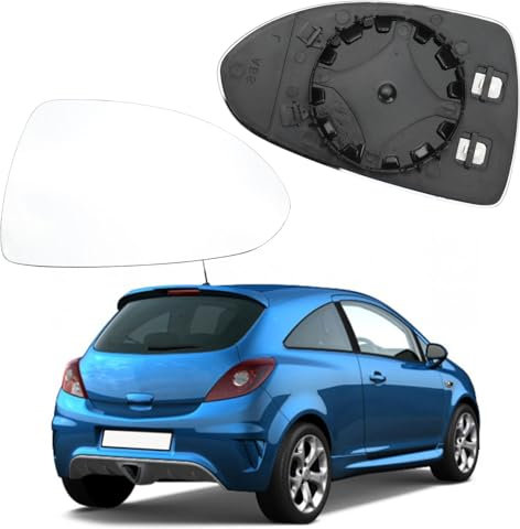 Opaltool Miroir Glace Verre de Rétroviseur Chauffant Droit pour Opel Corsa D Opel Corsa E, Retroviseur Glace de Rétroviseur avec Plaque de Support