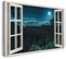 Printistico Bilder Fensterblick 120x80cm Baumwoll-Leinwand auf Keilrahmen mit Aufhänger moderner Kunstdruck XXL Wandbilder Wand-Dekoration Vollmond Wald Licht Natur Pflanzen - Natur-Fotografie