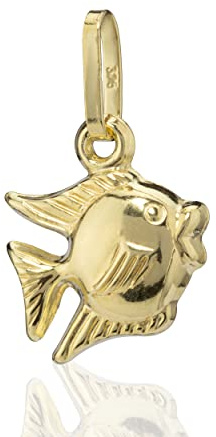 NKlaus Kettenanhänger kleiner Fisch baby 375 Gelb Gold 9 Karat Kinder Glücksbringer 12958