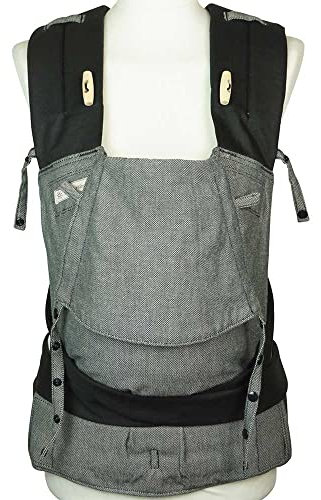 Fräulein Hübsch MeiTai Babysize Half Buckle in Graphite ST für Neugeborene ab Geburt bis Kleinkindalter (50/56-80/86 cm) - ergonomisches Tragesystem nach EU-Sicherheitsnormen