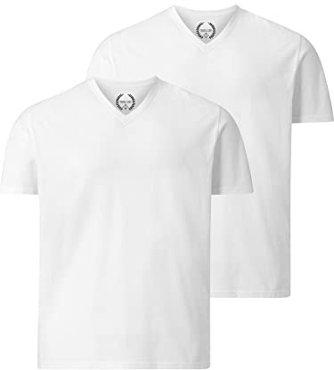 Charles Colby Herren Doppelpack T-Shirt Earl Mills weiß, 2XL (XXL) - 60/62