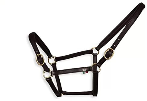 Horses Halfter aus Leder, Komfortables Halfter, Nützlich für die Durchführung des Pferdes in der Hand oder zur Sicherung des Schleifens, des Sellierens oder des Transports, Braun (Full)