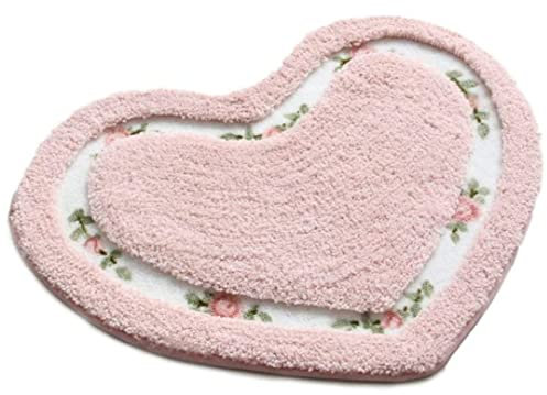SunaOmni Joli tapis de salle de bain en forme de cœur rose super doux rose tapis shaggy décoration de sol idéal pour la cuisine, le salon, les toilettes