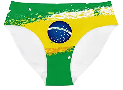 HUGS IDEA Womens Fashion Briefs Vintage Brazil Flag Print High Waisted Seamless Panties