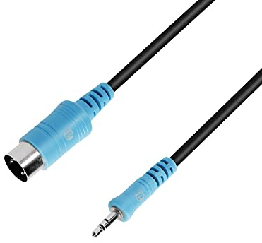 Adam Hall Cables3 STAR BW MIDI 0300 - Midikabel, 3,5mm Miniklinkenstecker stereo auf 5-Pol MIDI-Stecker male, schwarz, 3m