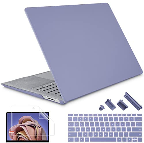 Lepeoac Case for 13.5 Microsoft Surface Laptop 5/4/3 with Alcantara Palm Rest ONLY 2022 2021 2019 Release Models: 1950/1958/1867, Plastic Hard Shell Case with Keyboard Cover,Lavender Gray