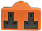 Mr. Gadget's Solutions® 2 Gang Rubber Extension Socket, Nylon Extension Socket 13 Amp 2 Way - Orange -BS1363/A.