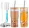 Lot de 2 gobelets à thé à bulles de 22 oz, réutilisables avec paille, 2 couvercles et 2 couvercles hermétiques, verres à café, tasses de voyage en verre Boba pour boire du thé glacé