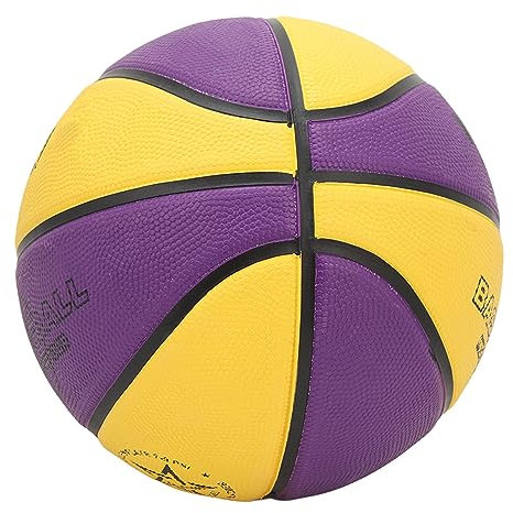 Alomejor Sport-Basketball, Leicht zu Greifender Gelb-lila Gummi-Gummi-Basketball für Basketballplatz (Größe 3 (18 cm))