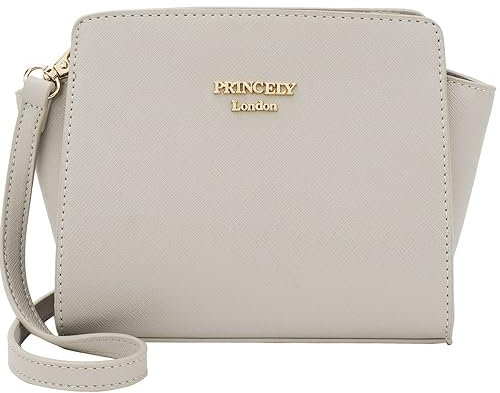 Princely London Schultertasche Katy Small Kreidegrau – Kompakte, Stilvolle Umhängetasche aus Hochwertigem Veganem Leder für Damen