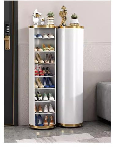 KAZUP Um 360° drehbares Schuhregal, runder Schuhschrank, Schuhregal aus Metall, vertikaler Schuhaufbewahrungsschrank, Schuhturm im Eingangsbereich, für kleine Räume (Farbe: Ø39 cm, Größe: 8 Etagen