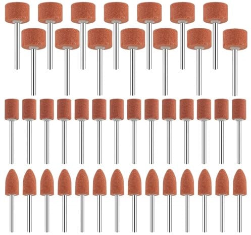 Dophee Abrasive Mounted Stone Grinding Wheel Head, 42 PCS Grinding Stone Set for Rotary Tool 1/8 Shank Sanding Drill Bit for Grinding, Polishing, Deburring Ferrous Metal
