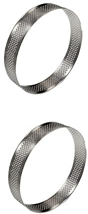 ABOOFAN 2 STK rostfrei perforierte Tortenringe Englische Muffinringe Backform aus Metall Keks Fudge Kuchenform Tart Shell Runde Backform Mini Pfanne Tortenplatte Mousse-Kreis Kuchen Kreis