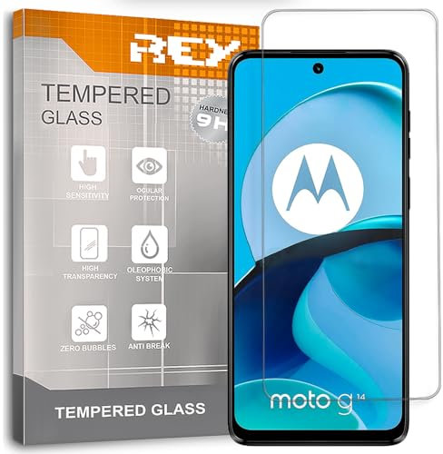 REY 2X Protector de Pantalla para Motorola Moto G14 - G54 5G - G64 5G, Cristal Vidrio Templado Premium