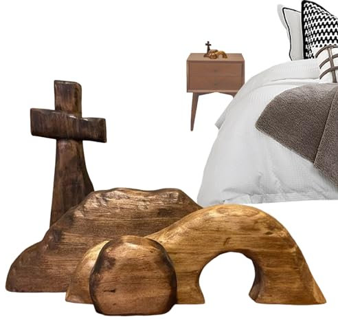 Qutalmi Das Leere Grab Osterszene und Kreuz Dekoration, Osterszene Set, Jesus Grab Ostertablett Bundle Kit, einfach zu montierende, Kreuz leeres Grab Statue, Heimdekoration für n