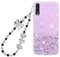 Rnrieyta Miagon Glitzer Hülle für Samsung Galaxy A50/A30S,Bling Klar Handyhülle Durchsichtig Sparkle Sterne Case Cover Slim Schutzhülle mit Perlen Herz Schmetterling Armband Kette