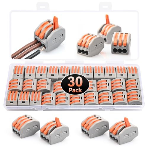 Morsettiere Elettriche, Connettori a Giunzione Compatti Preciva 30pc, Conduttori con dadi a leva, Modulo Connettore Elettrico con 30 morsetti 3 porte