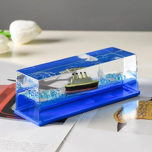 Simulator Toy Wavy Boat In A Box, Liquid Wave Decoration, Cruise Ship Ornament, Unsinkable Ship Decor, Acrylic Unsinkable Cruise Ship, Cruise Ship Fluid Drift Bottle, Cruise Ship Fluid Drift Bottle