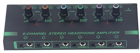 Amplificador de Auriculares Estéreo Ultracompacto de 6 Canales, Amplificador de Audio Portátil para Micrófono con Salida de 3,5 Mm y 6,35 Mm, para Estudio y Escenario