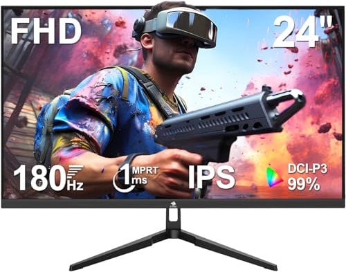 Z-Edge 24 Zoll 180Hz Gaming Monitor 1ms MPRT IPS Panel Full HD 1080P 16:9 LED Bildschirm, 350cd/m² Helligkeit, FreeSync HDR10, DisplayPort1.4 & HDMI2.0, Unterstützt VESA 100x100mm