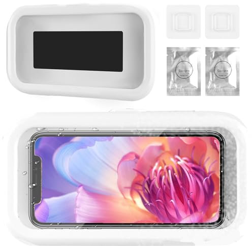 Support de Téléphone de Douche Étanche, Étui Boîtier de Téléphone Étanche pour Mural Rotation à 360°Boîtier de Téléphone Portable Étanche pour Mur Réglable Boîtier Téléphone Anti-buée Phone Holder