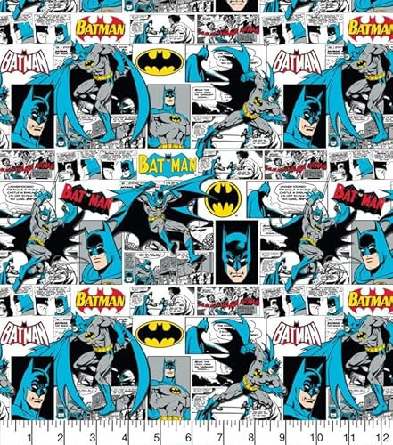 DC Batman Stoff Meterware (100% Baumwolle, echter Lizenzstoff, 9 verschiedene Designs) (Batman-Stoff - Comic-Streifen)