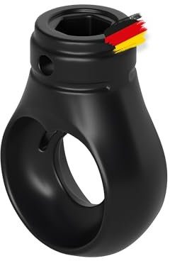 BAUHELD® Markisenöse Kunststoff [Made in Germany] - Halterung für Markisen-Kurbel mit Kugel-Haken [Rund] - Kurbel-Öse in Schwarz - RAL9005 - Bohrung 10mm - Querbohrung 4,1mm - Höhe 52,5mm