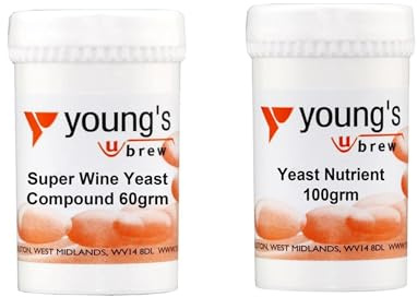 Young's Wine Yeast & Yeast Nutrient – Homemade Wine Making 2 Pack | Wine Yeast for Homemade Wine & Yeast Nutrient Wine Making - 60g Yeast Compound & 100g Nutrient for Reliable Fermentation