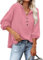 VIGVAN Kapuzenpullover Damen Hoodie Langarm V-Ausschnitt Pullover Knopfleiste Henley Sweatshirt mit Kapuze Kordelzug Oberteil (Dunkelrosa,M)