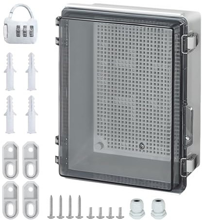 Anschlussdose Wasserdicht IP65, ABS Elektrisches Anschlusskästen, Schaltschrank Anschlussdose, DIY Kunststoff Fall Verteilerkasten mit Wandmontagezubehör und Schloss (Transparente Hülle)