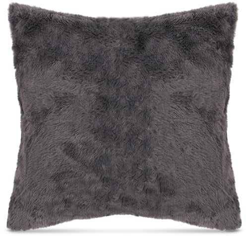 Bestlivings Kissenbezug 45x45cm (Anthrazit) Felloptik - Kuschelig weicher Bezug mit Reißverschluss - Kissen - Öko Tex - Kissenhülle Kuschelig weicher Bezug