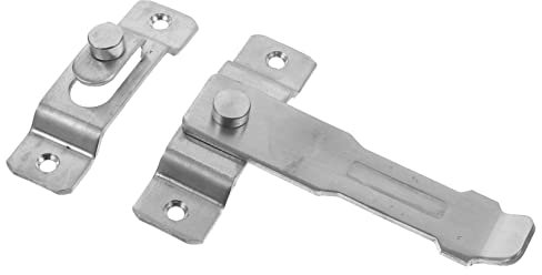 Generic 90 Stainless Steel Door Buckle Protector Ring Bolt Garage Stoppers Security Wire Door Locks Handles Hooks Stops Flip Sliding Door Lock Gate Hinges Guardkit Lock Latch Danger Silver