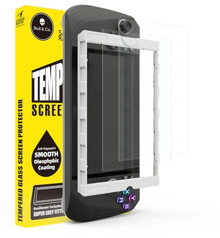 SAVAGE RAVEN Skull & Co. High Transparency High Sensitivity Tempered Glass Screen Protector for ROG Ally X (2-PACK) with Positioner Installation Kits - Anti-Glare Matte Finish