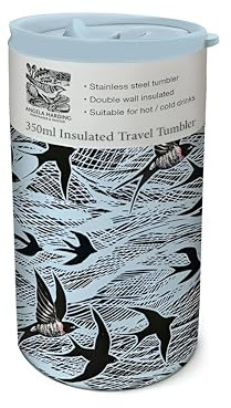 Museums & Galleries Insulated Travel Tumbler - Swallows and Sea Angela Harding Design - 350ml Stainless Steel Cup - Re-Usable Mug for Hot/Cold Drinks