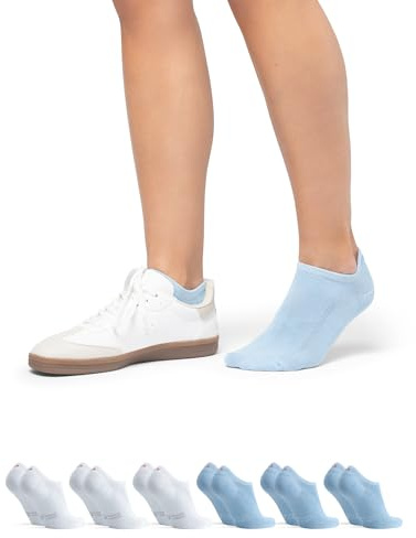 DANISH ENDURANCE 6 Paar Bio-Baumwolle Füßlinge, Unsichtbare Sommer Sneaker-Socken, Unisex, für Damen & Herren Mehrfarbig (3x Hellblau, 3x Weiß) 35-38