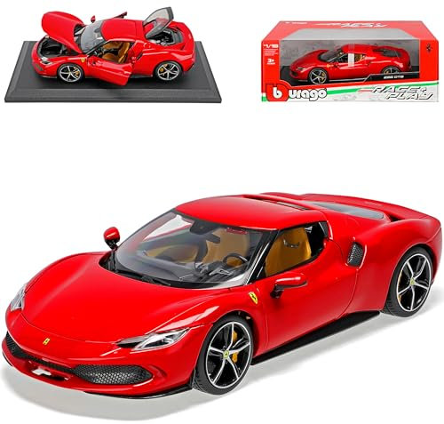 alles-meine.de GmbH Ferrari 296 GTB Coupe Rot Ab 2022 1/18 Burago Modell Auto mit individiuellem Wunschkennzeichen