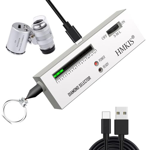 HMKIS Penna tester diamante con lente di ingrandimento 60X gioielli (non | Funziona in base all'elevata conducibilità termica dei diamanti. Selettore diamantato per principianti ed esperti (non