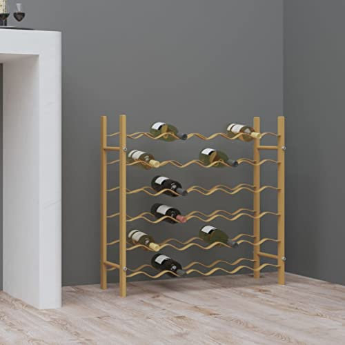 AJJHUUKI Armoires et rangements - Casier à vin - Pour 36 bouteilles - Métal doré