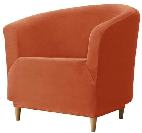 WWQQKJ Samt-Clubsessel-Schonbezug, weicher Sesselbezug, Stretch-Sesselbezug, Couchbezug for Wohnzimmer und Schlafzimmer(Orange a)