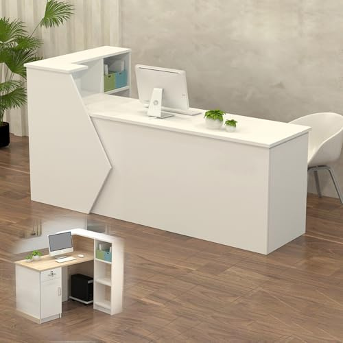 Empfangstheke Rezeptionstheke Verkaufstresen aus Holz mit Stauraum – 100–300 cm Langer Kassentisch Theke für Büro Praxis Friseursalon Kosmetikstudio Laden Empfangsbereich Beratung