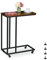 Relaxdays Beistelltisch C-Form, HBT 79x60x30 cm, Rollen, Sesseltisch zum Unterschieben, Industrial-Design, braun/schwarz