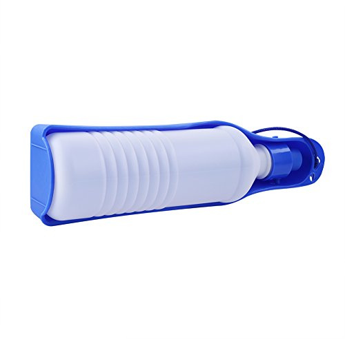 AKLOSIPY Love Pet Travel Bottle - Portable Puppy Drinking Fountain with Easy Dispenser Tray (Blue #06)