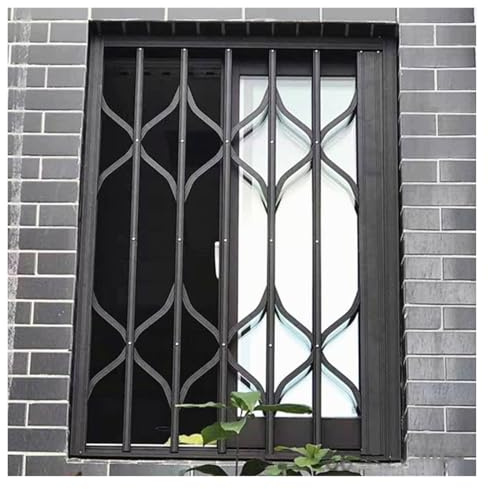 Abschließbare Fenstergitter, Sicherheitsgitter, einziehbare Stäbe, 90, 100, 110, 120, 130, 140 cm Höhe, robuste, Faltbare Innenfenster-Sicherheitsgitter, Notausstiegsfenstergitter (Grau, B x