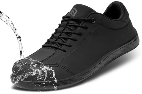 LARNMERN Steel Toe Shoes Men Waterproof Lightweight Comfortable Safety Work Sneakers Casual Walking Barefoot 51780(10 Men, Black)
