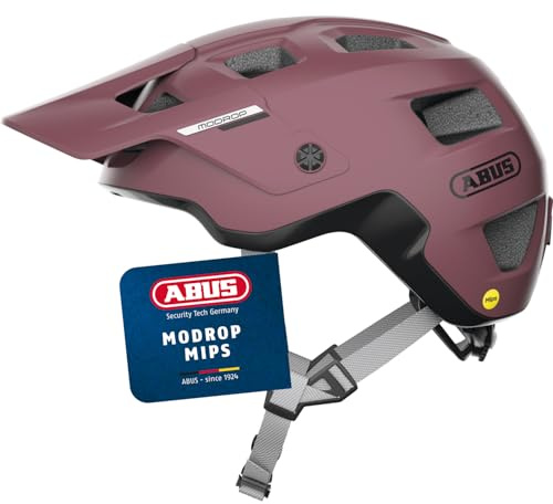 ABUS MTB-Helm MoDrop MIPS, Rot, M | Fahrradhelm mit Mips-Aufprallschutz für Jugendliche und Erwachsene, Zoom Spin Verstellsystem, mit Zopf-Öffnung